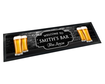 Personalisierter Name Bar Free House Rubber Bar Runner / Bar Matte