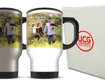 14oz Personalised Any Image / Text Aluminium Travel Mug- Variation