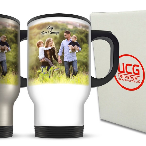 14oz Personalised Any Image / Text Aluminium Travel Mug- Variation