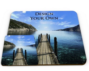 Set of Personalised Any Design Novelty Glossy Placemat & Coaster