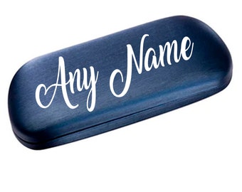 Personalised Blue Satin Finish Curved Metal Glasses Case - (Newcastle)