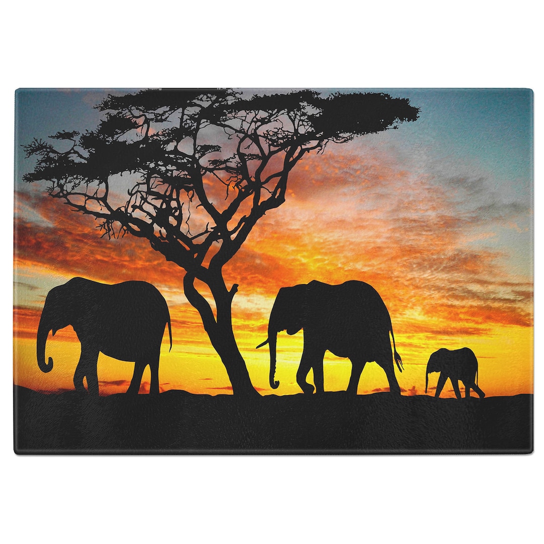 Elephants Tempered Glass Chopping Board Variations Etsy UK