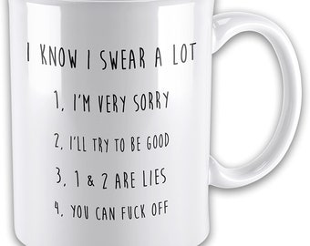 Sottobicchiere Divertente Con Scritta 'I Know I Swear A Lot' - Regalo Ironico E Originale, MDF Rigido 9x9 Cm, Finitura Lucida