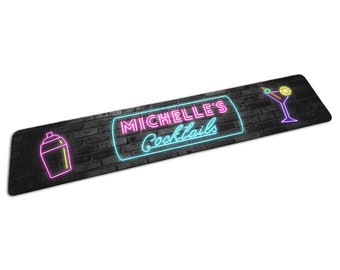 Tappetino da bar in gomma personalizzato per cocktail con qualsiasi nome (neon) - Piccolo