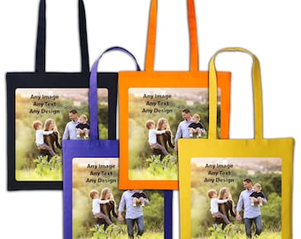 Personalised Any Image Text Design Tote Shopper Bag - Various Colours