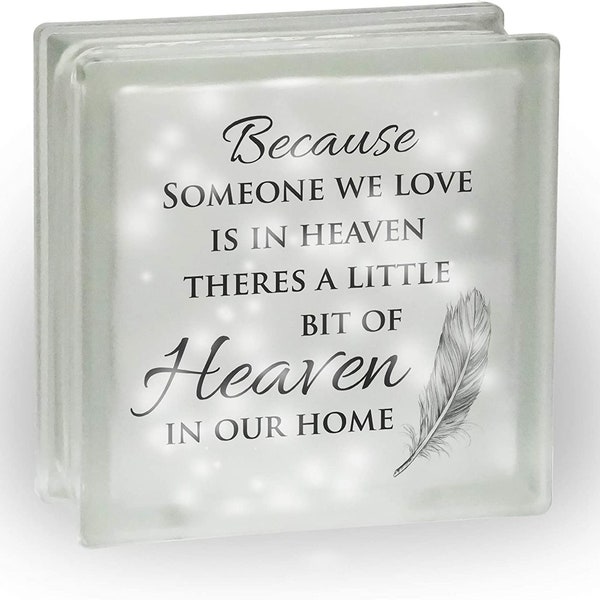 Because Someone We Love is in Heaven Novelty Frosted View Decoration Glass Block w/White Lights