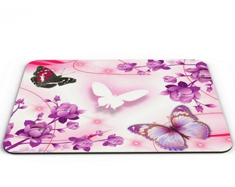 Tapis de souris PC papillons roses