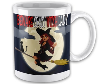 Mug cadeau fantaisie amusant Lady Crazy Witch - Variante