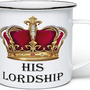 His Lordship Enamel Tin Novelty Gift Mug - White Mug