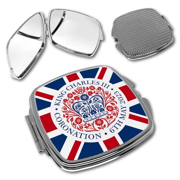 To Commemorate King Charles III Coronation 2023 Novelty Gift Square Curved Compact Mirror
