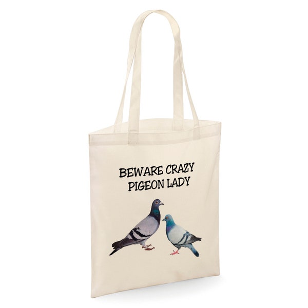 Sac cabas drôle Lady Crazy Pigeon - Couleur naturelle