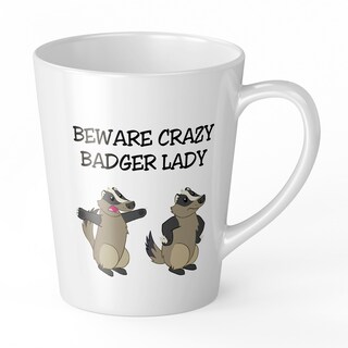 Crazy Badger Lady Tazza Divertente - Ceramica 311 Ml, Design Fronte/Retro, Lavabile In Lavastoviglie E Microonde, Idea Regalo Umoristica