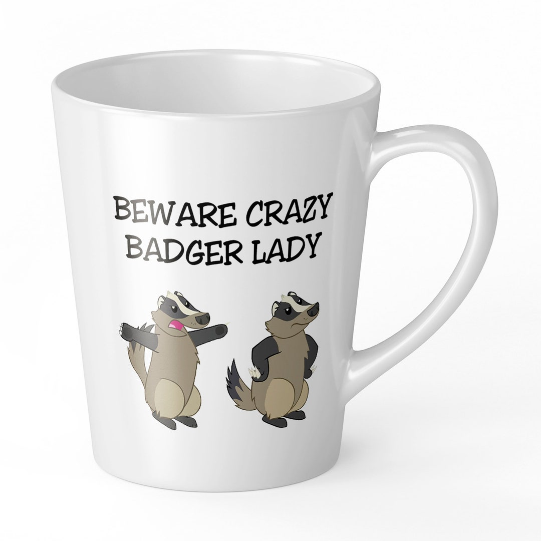 Crazy Badger Lady Tazza Divertente - Ceramica 311 Ml, Design Fronte/Retro, Lavabile In Lavastoviglie E Microonde, Idea Regalo Umoristica
