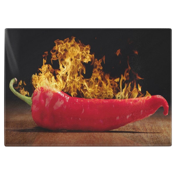 Variations de planches à découper en verre trempé Chili on Fire