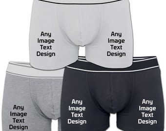 Personalised Any Image Text Design Elasticated Novelty Boxers - Various Colours