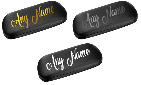 Personalised Black Satin Finish Curved Metal Glasses Case 