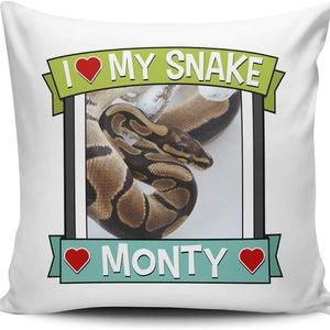 Personalised I Love My Snake (Any Name & Any Image) Cute Novelty Cushion Cover - Variation