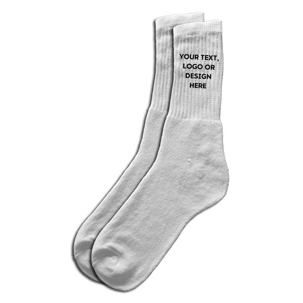 Paire de chaussettes fantaisie personnalisées avec nom, texte et image - Blanc - Taille 6-12