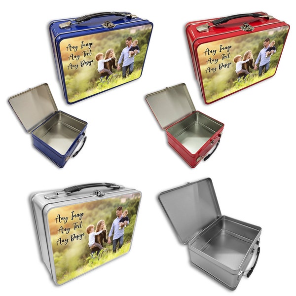 Personalised (Any Image/Text) Metal Tin Lunch Box - Variation