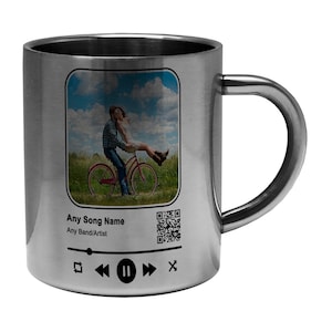 Personalised Song and Album Music Keepsake (QR Code) Novelty Stainless Steel Mug