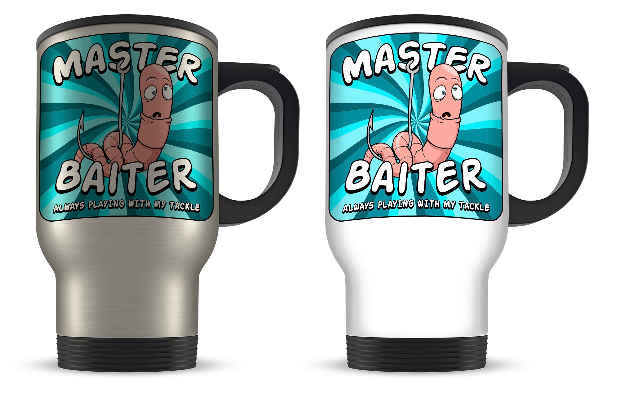 14oz Master Baiter Funny Fishing Aluminium Travel Mug Variation -  New  Zealand