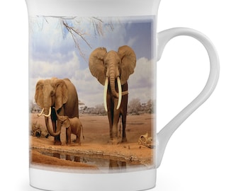 Beautiful Elephants Lovely Novelty Gift Fine Bone China Mug