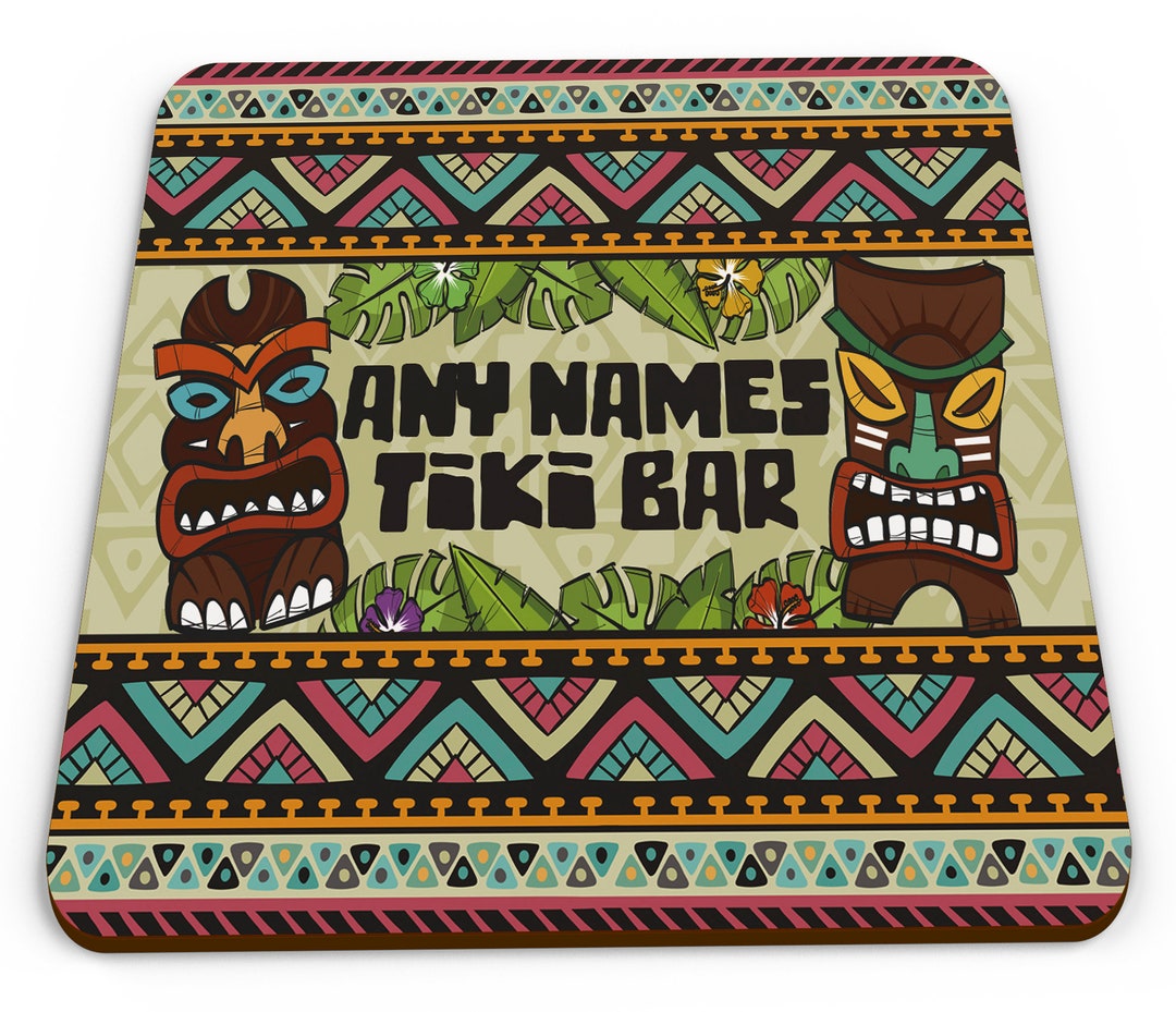 Personalised Any Names Tiki Bar Novelty Glossy Mug Coaster Etsy