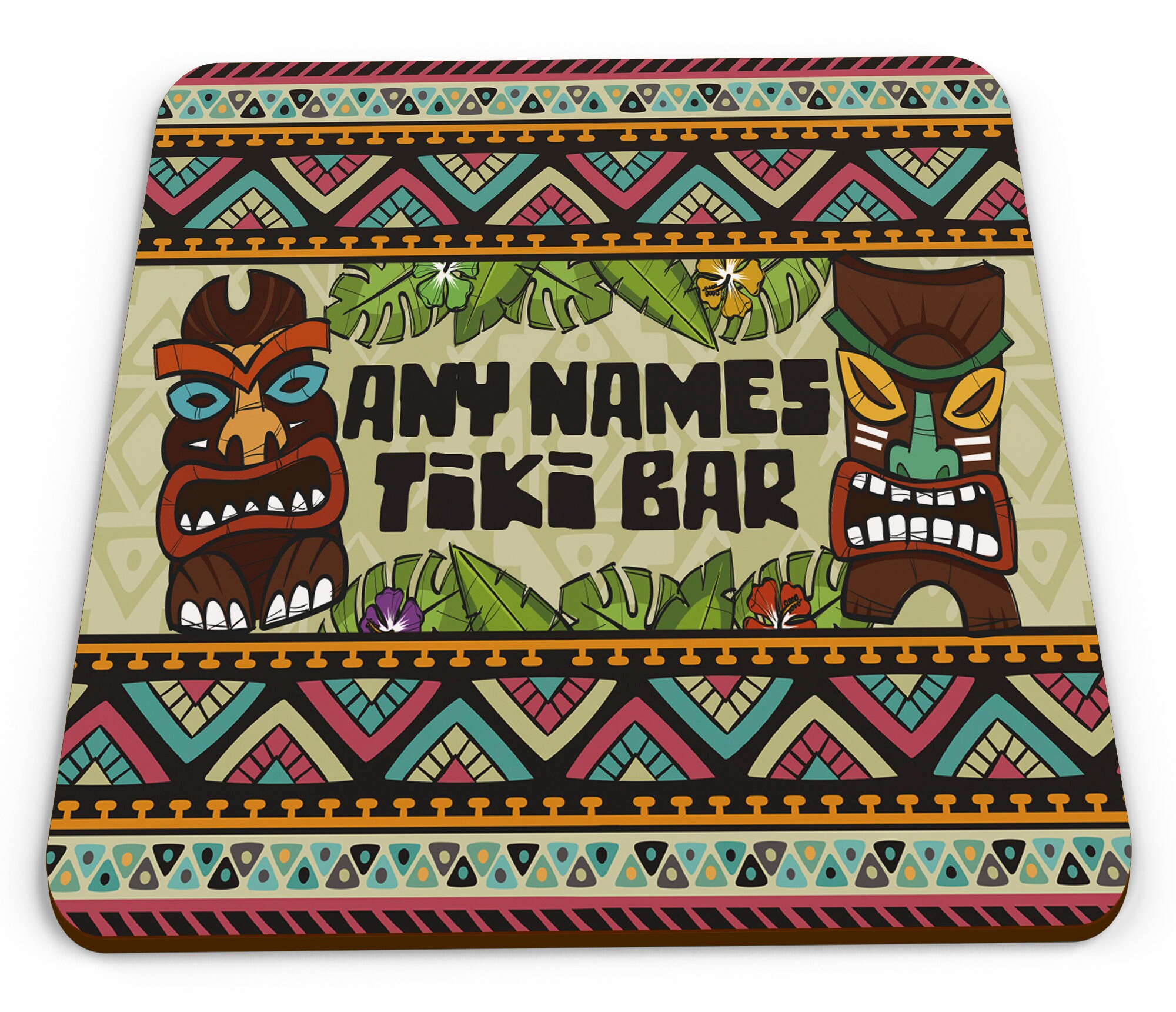 Personalised Any Names Tiki Bar Novelty Glossy Mug Coaster Etsy