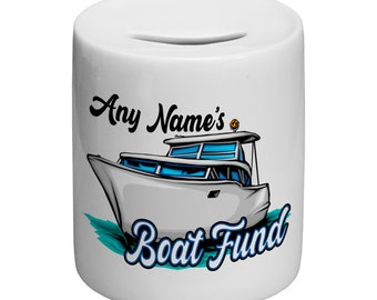 Personalised Boat Fund Fund Novelty Ceramic Money Box