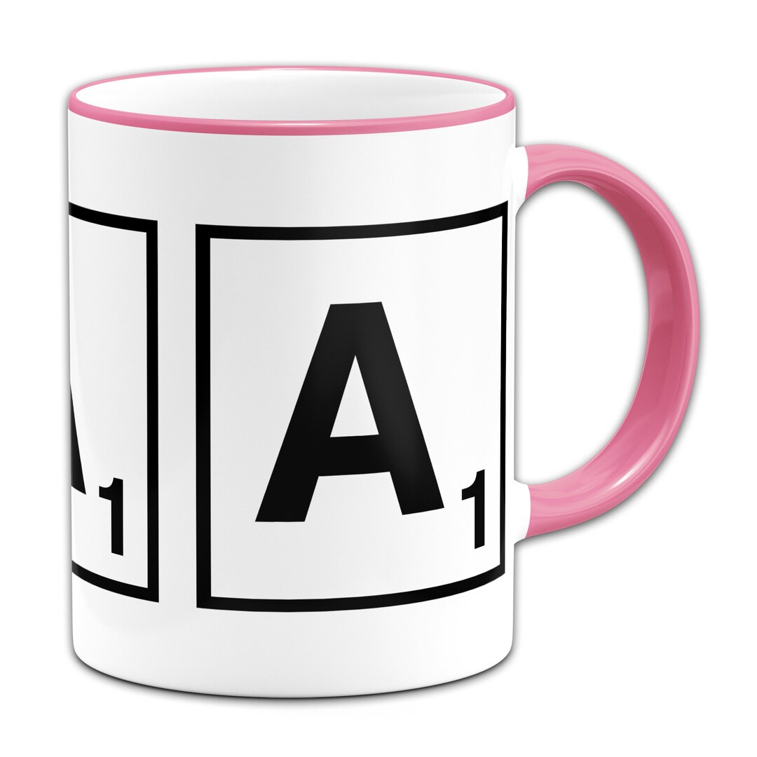 Scrabble Letter Letter AZ Gift Mug Pink Rim & Handle Etsy