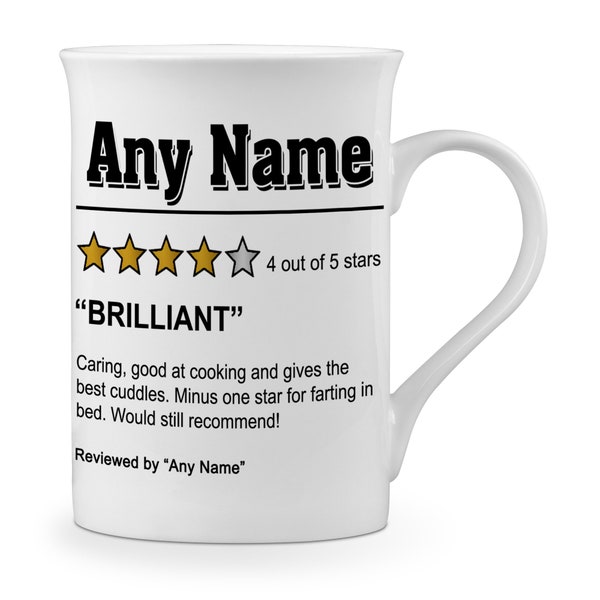 Personalised Boyfriend/Girlfriend & Partner Review Funny Novelty Gift Fine Bone China Mug