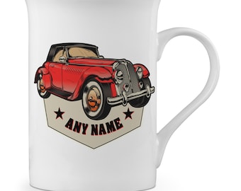 Personalised (Any Name) Retro Vintage Old Car Novelty Fine Bone China