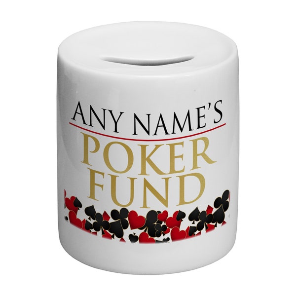 Personalised Poker Fund Novelty Ceramic Money Box