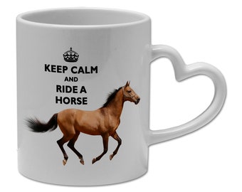 Keep Calm and Ride A Horse Heart Handle Mug