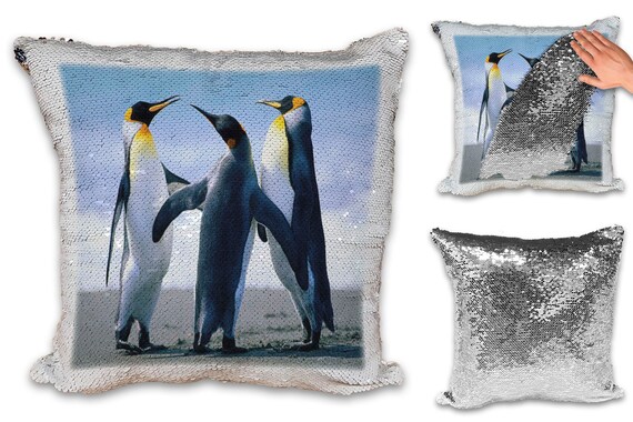 Beautiful Penguins Lovely Sequin Reveal Magic Cushion Cover