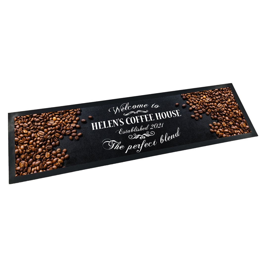 Personalised to Any Names Coffee House Rubber Bar Runner/bar