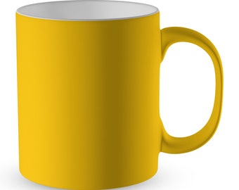 Personalised Any Text/Image Satin Coated Coloured Premium Novelty Gift Mug - Yellow