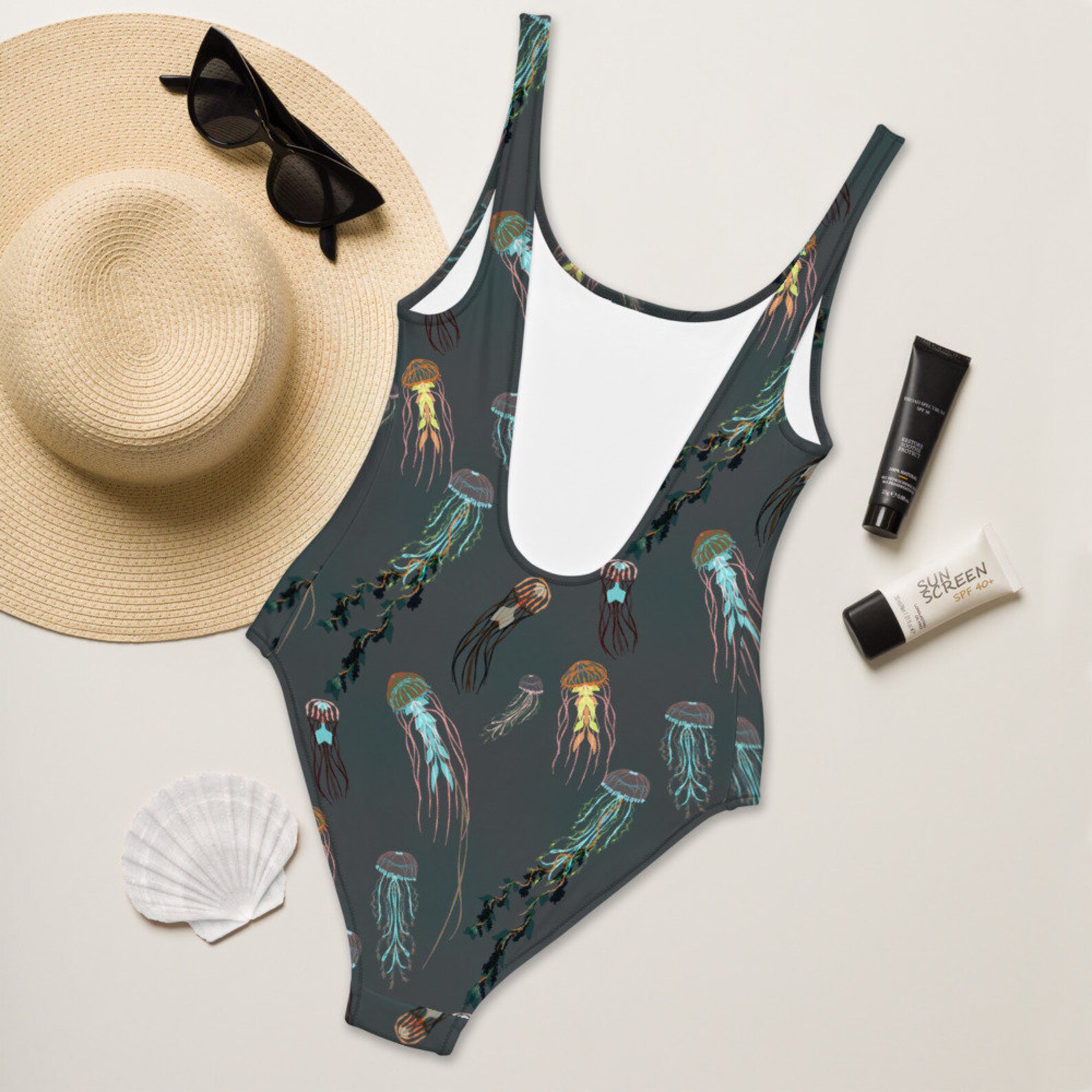 Glowing Jellyfish 1b Onepiece Swimsuit Etsy