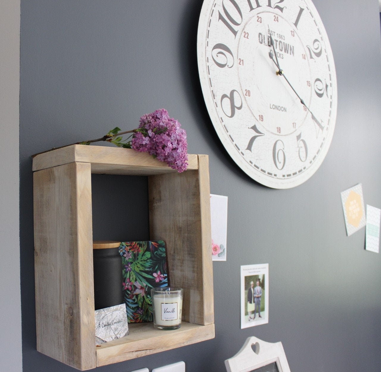 Cadre à Suspendre - Étagère Bloc en Bois Massif