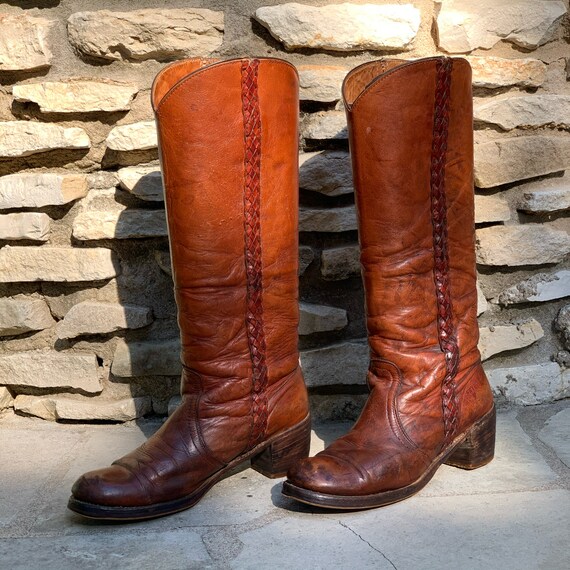 Vintage FRYE Knee High Braided Campus Boots