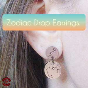 Zodiac Drop Earrings – Customizable Astrology Jewelry l Constellation Jewelry l Zodiac Sign Jewelry l Zodiac Gifts l Astrology Gifts
