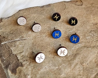 Pisces Zodiac Stud Earrings l Pisces Gift l Pisces Jewelry l Pisces Accessories l Birthday l Teen Gift l Celestial l Astrology