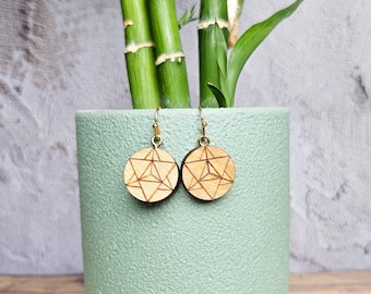 Merkaba Wooden Earrings l Lightweight Wood Earrings l Sacred Geometry Earrings l Natural Wood Earrings l Laser Engraved Earrings