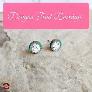 Dragon Fruit Earrings | Pitaya Slice | Cactus Fruit Jewelry | Exotic Summer Fashion Accessory | Food-Inspired Jewelry | Handcrafted