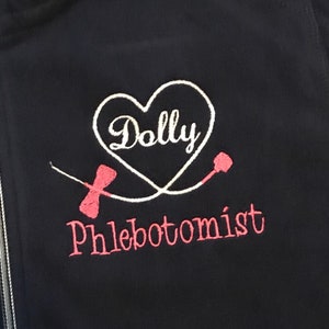 Phlebotomist Jacket. Phlebotomy Fleece Jacket. Butterfly Needle Embroidered Jacket. Medium Weight Jacket. Personalized Laboratory Jacket.