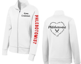 Phlebotomist Jacket, Phlebotomy Jacket. Laboratory Jacket, Polyester Fleece. White Jacket. Nursing Jacket. Sport Jacket.