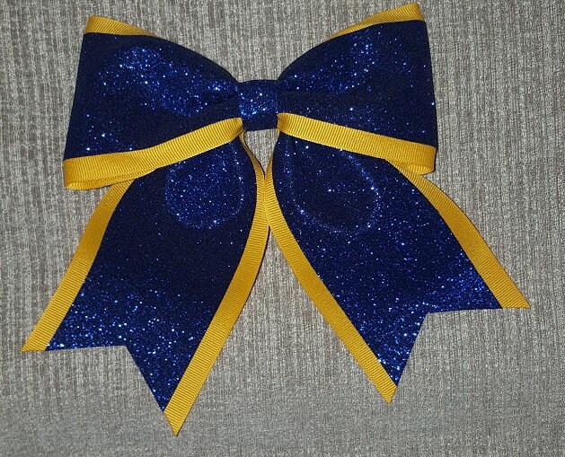 Blue and Gold Hair Bow Set - wide 1