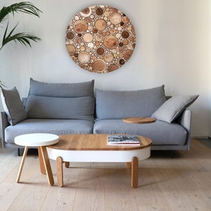 Large wood mosaic circle/ Abstract Boho living room decor/ Driftwood wall art/Round wall sculpture/ Wood slices wall hanging/ Nature art