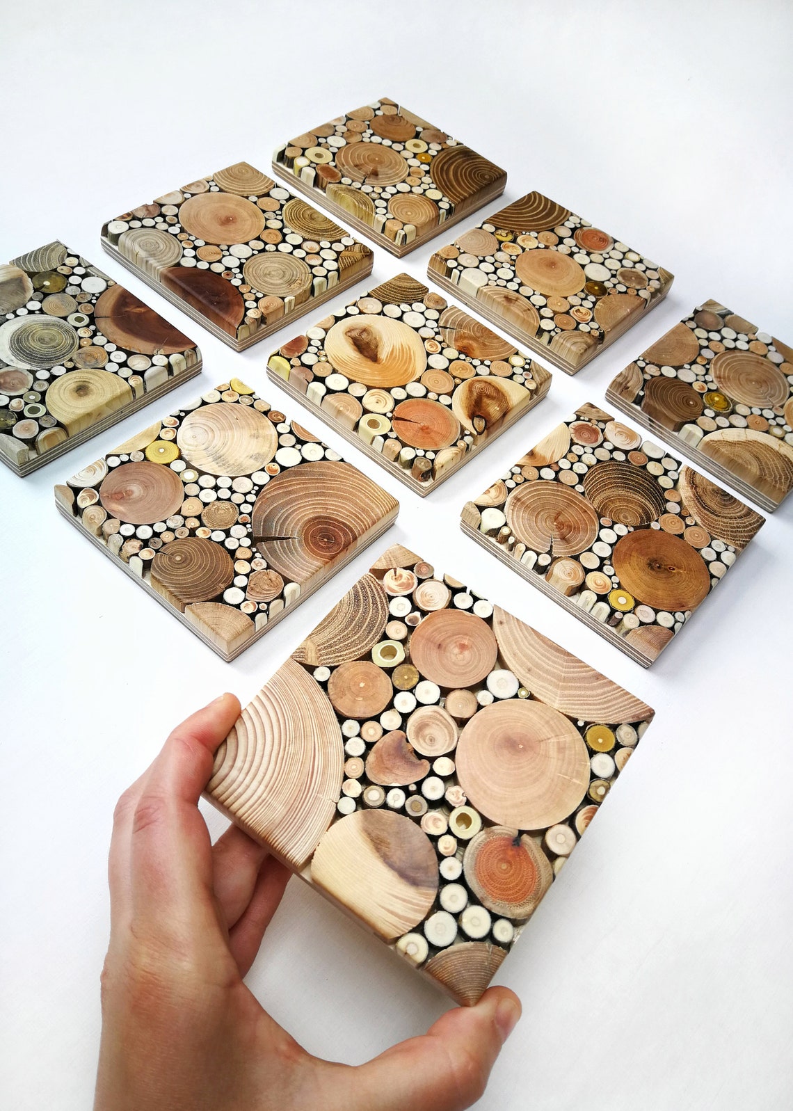 Set of 9 Wood Wall Tiles/ Geometric Wood Wall Decor/ Wood - Etsy