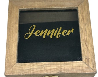 Wood Box with window, keepsake box, personalized box, jewelry box